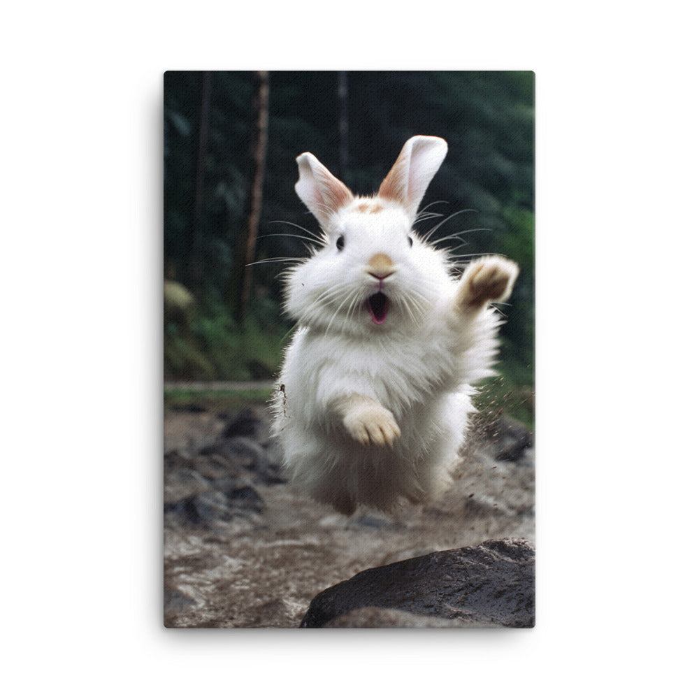 Himalayan Bunny Enjoying a Playful Hop Canvas - PosterfyAI.com