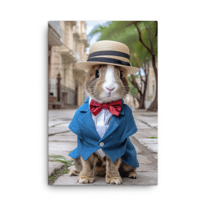 Havana Bunny with a Stylish Pose Canvas - PosterfyAI.com