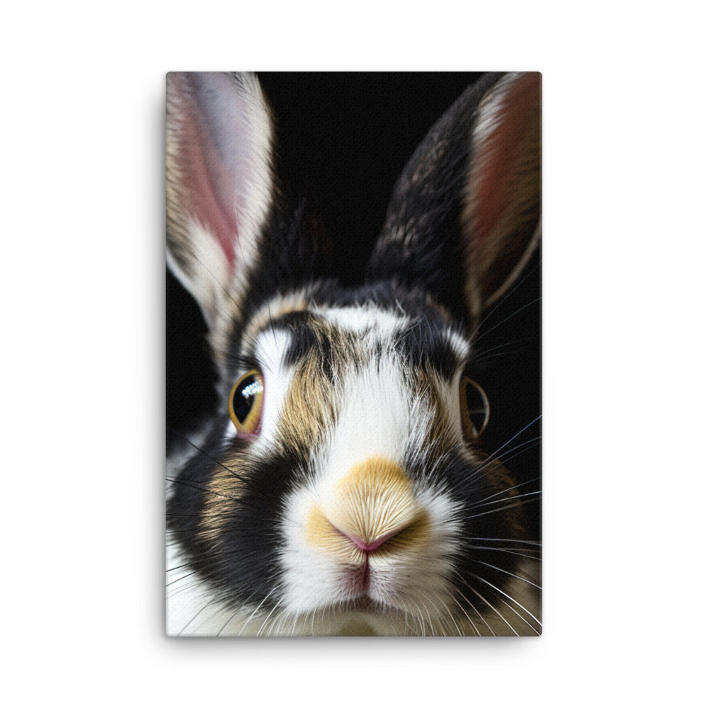 Charming Harlequin Bunny Canvas - PosterfyAI.com