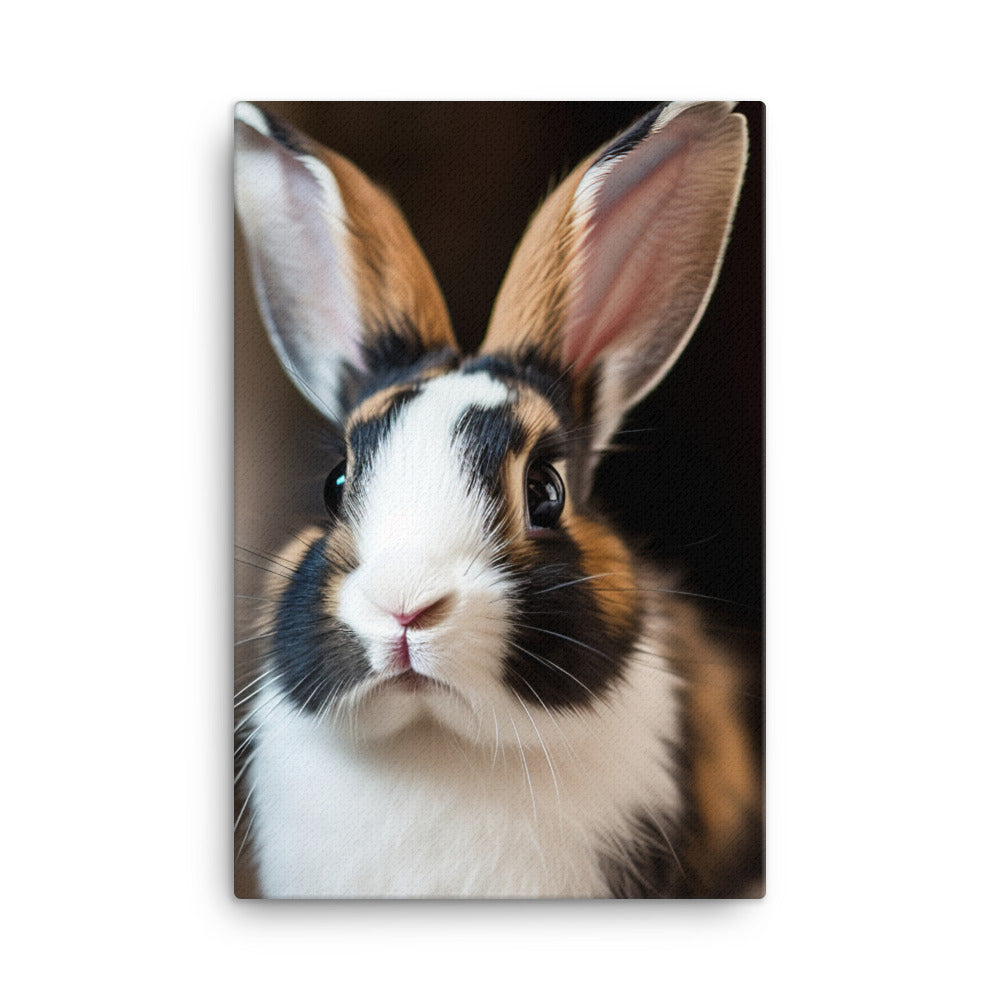 Charming Harlequin Bunny Canvas - PosterfyAI.com