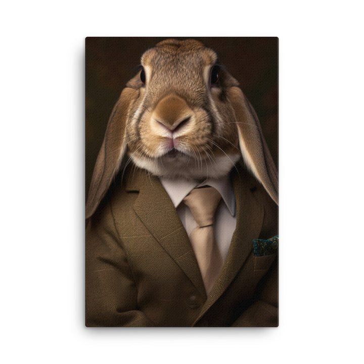 English Lop Bunny with a Stylish Pose Canvas - PosterfyAI.com