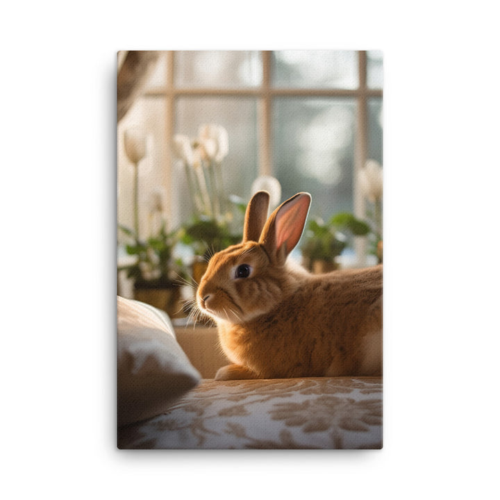 Dutch Bunny in a Cozy Setting Canvas - PosterfyAI.com