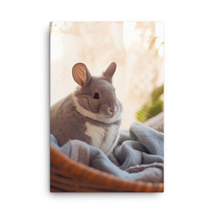 Chinchilla Bunny in a Cozy Setting Canvas - PosterfyAI.com