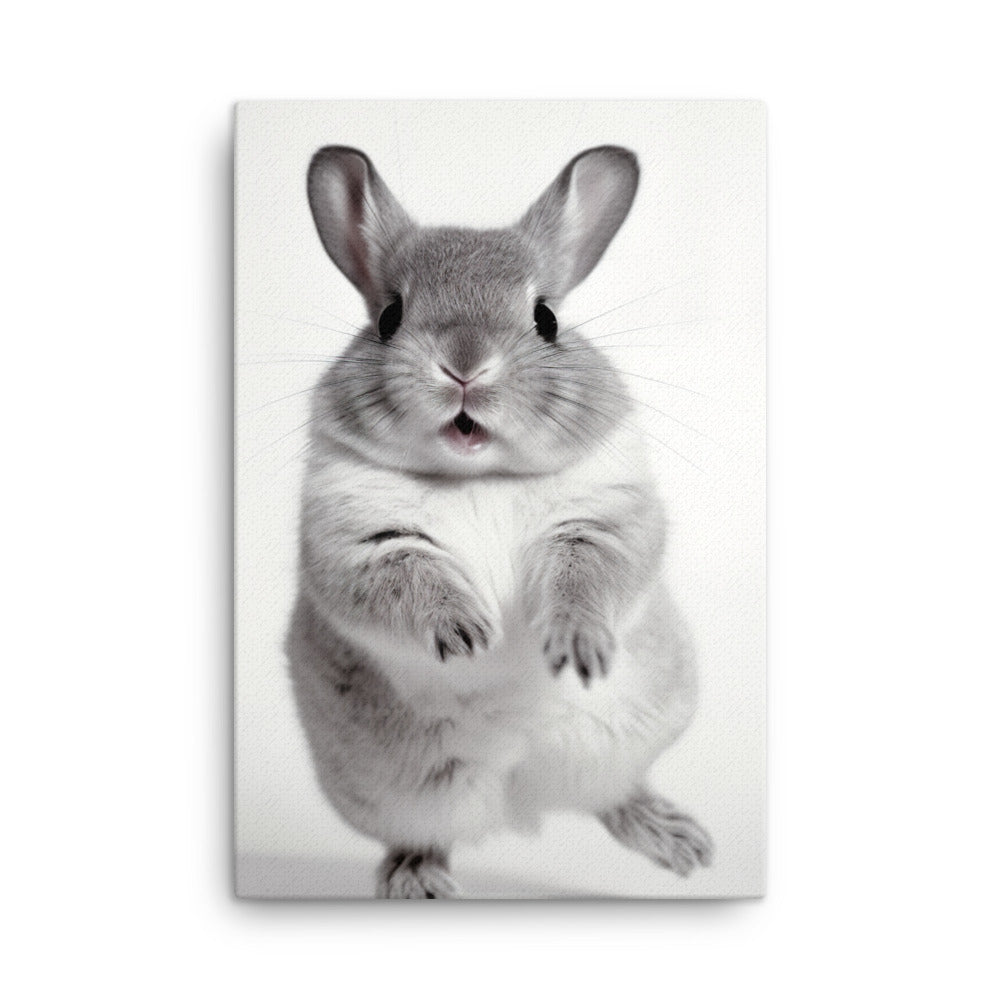 Chinchilla Bunny Enjoying a Playful Hop Canvas - PosterfyAI.com