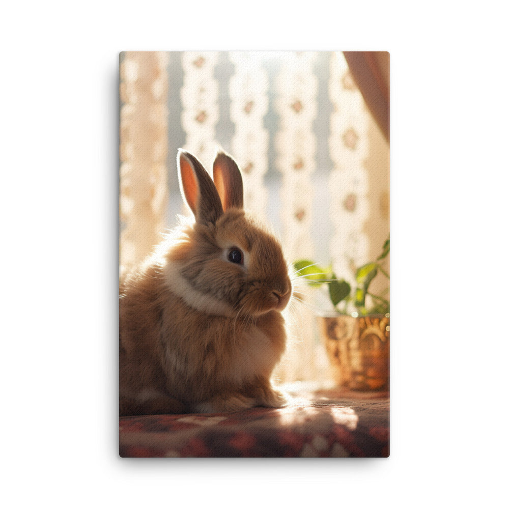 Britannia Petite Bunny in a Cozy Setting Canvas - PosterfyAI.com