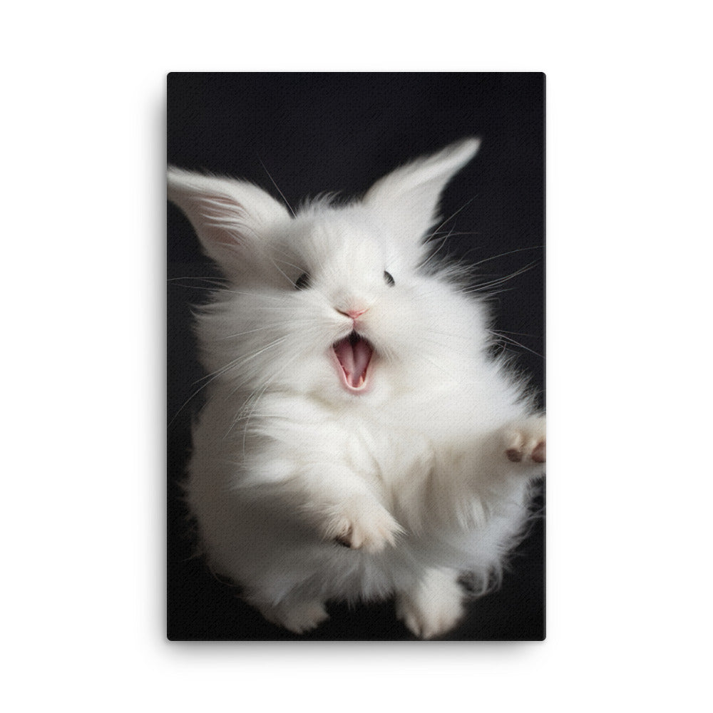 Angora Bunny with a Playful Expression Canvas - PosterfyAI.com