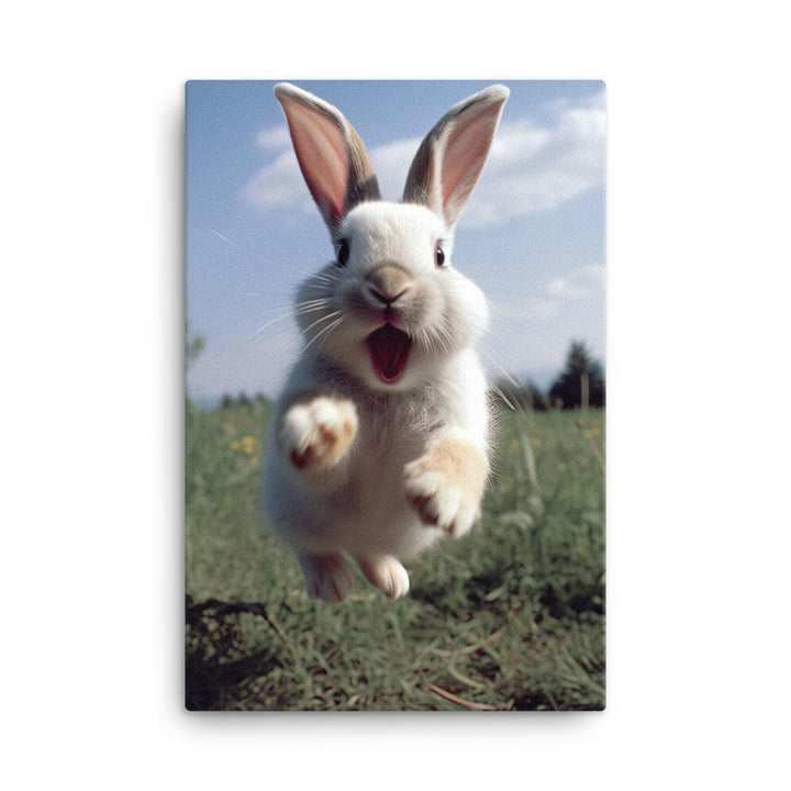 American Bunny Enjoying a Playful Hop Canvas - PosterfyAI.com