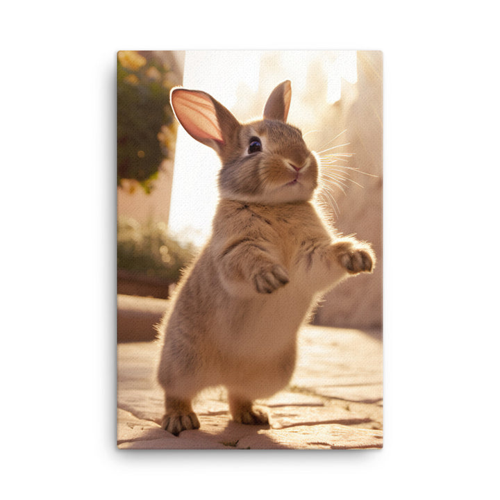 American Bunny Enjoying a Playful Hop Canvas - PosterfyAI.com