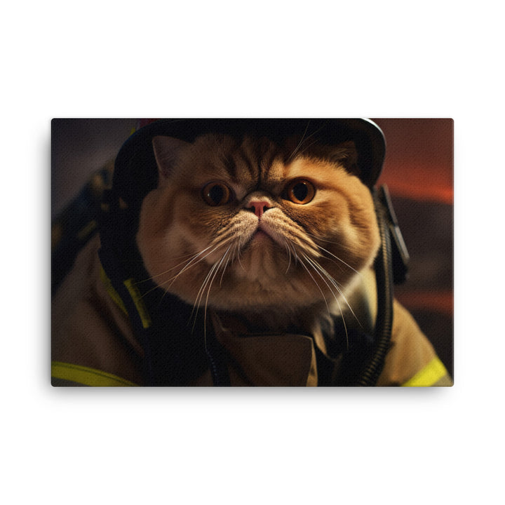 Exotic Shorthair Firefighter Canvas - PosterfyAI.com