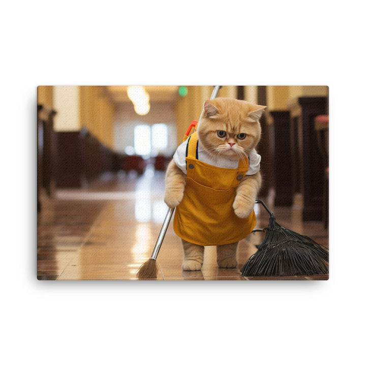 Exotic Shorthair Janitor Canvas - PosterfyAI.com