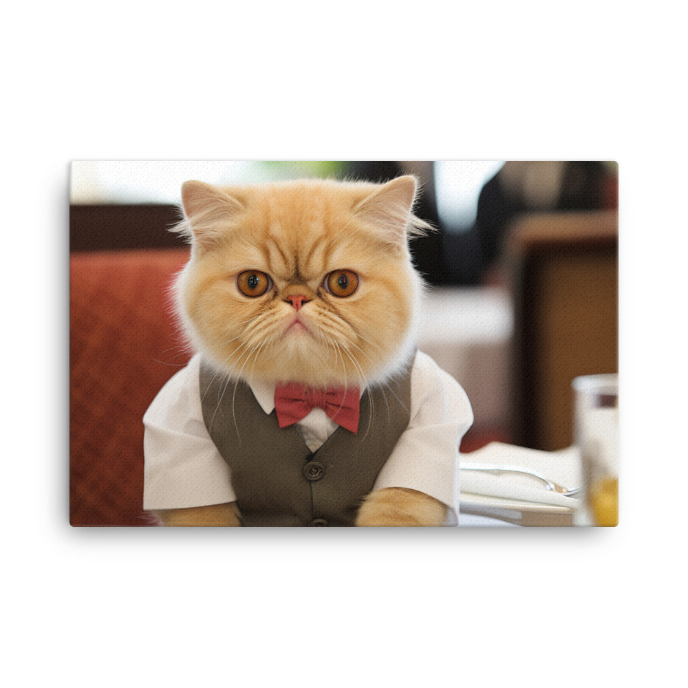 Exotic Shorthair Hotel Staff Canvas - PosterfyAI.com