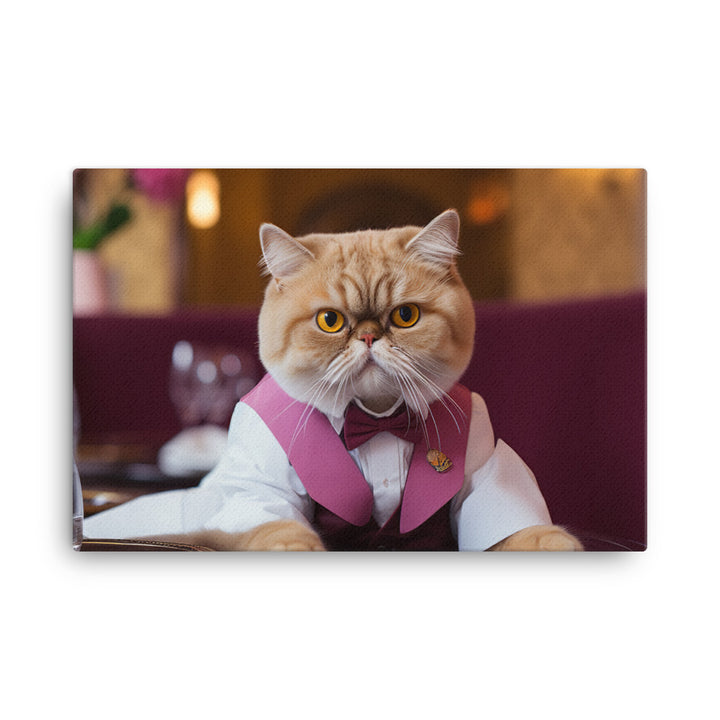 Exotic Shorthair Hotel Staff Canvas - PosterfyAI.com