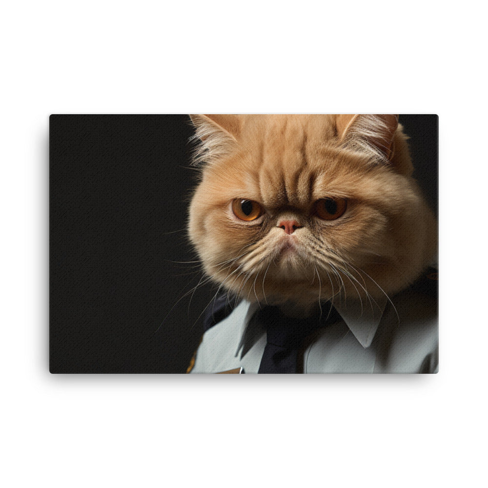 Exotic Shorthair Security Officer Canvas - PosterfyAI.com