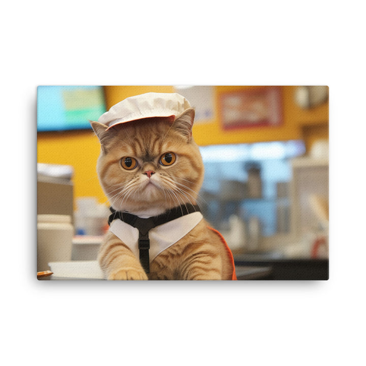 Exotic Shorthair Fast Food Crew Canvas - PosterfyAI.com