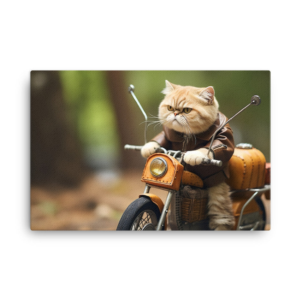 Exotic Shorthair Superbike Athlete Canvas - PosterfyAI.com