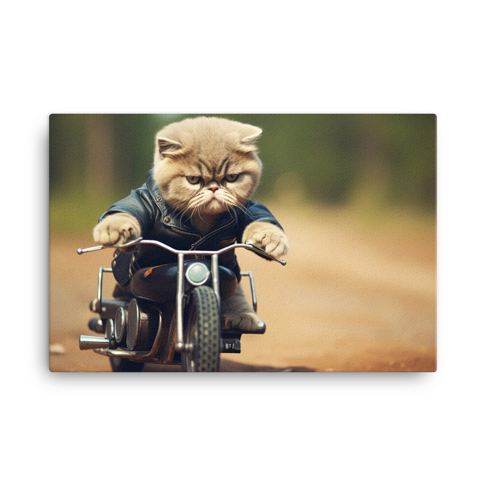 Exotic Shorthair Superbike Athlete Canvas - PosterfyAI.com