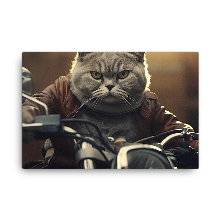 British Shorthair Superbike Athlete Canvas - PosterfyAI.com