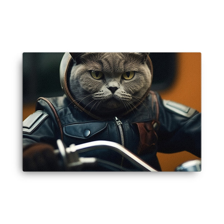 British Shorthair Superbike Athlete Canvas - PosterfyAI.com