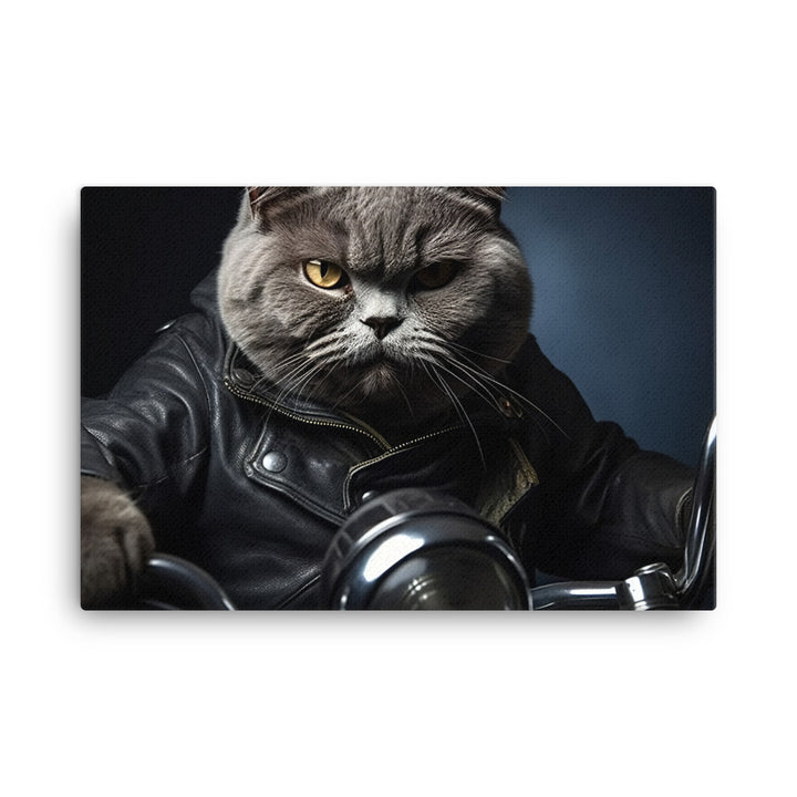 British Shorthair Superbike Athlete Canvas - PosterfyAI.com