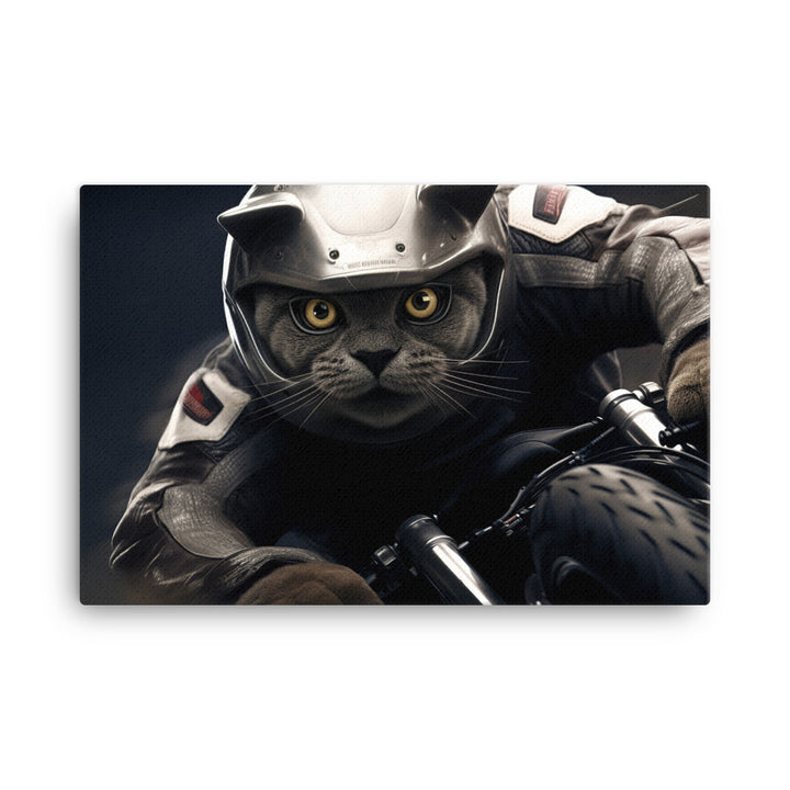 British Shorthair Superbike Athlete Canvas - PosterfyAI.com