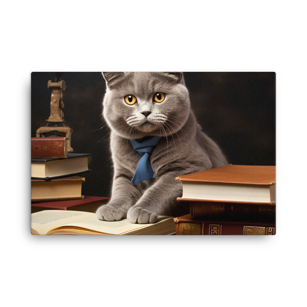 British Shorthair Student Canvas - PosterfyAI.com