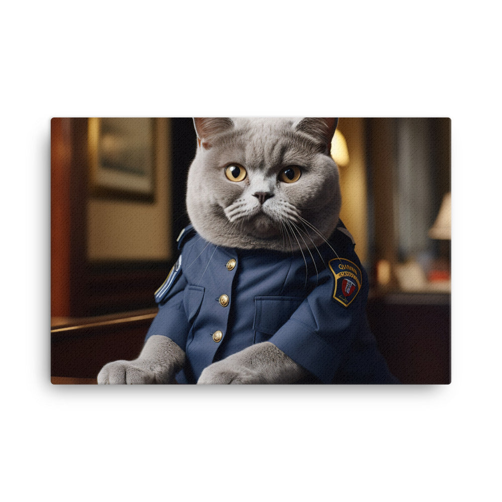 British Shorthair Security Officer Canvas - PosterfyAI.com