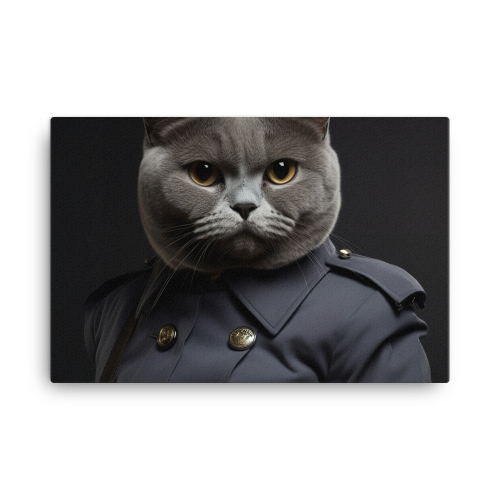 British Shorthair Security Officer Canvas - PosterfyAI.com