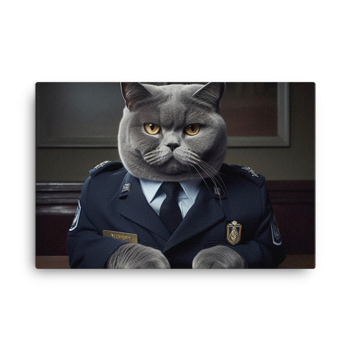 British Shorthair Security Officer Canvas - PosterfyAI.com