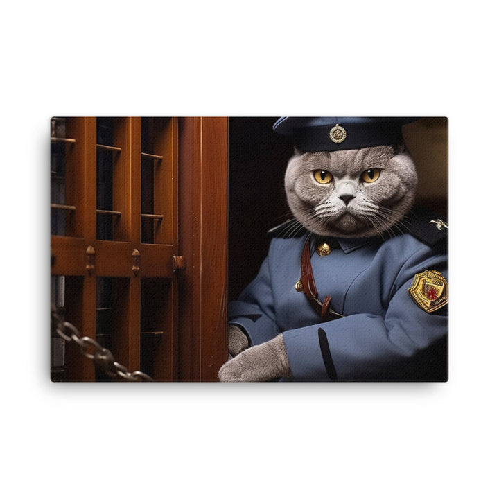 British Shorthair Prison Officer Canvas - PosterfyAI.com