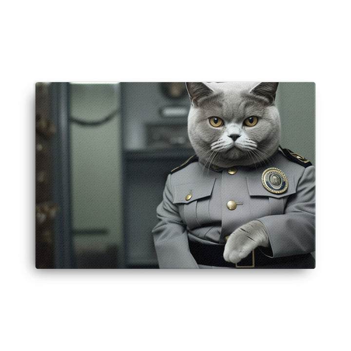 British Shorthair Prison Officer Canvas - PosterfyAI.com