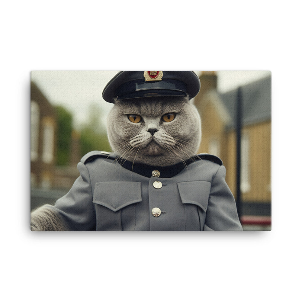 British Shorthair Prison Officer Canvas - PosterfyAI.com