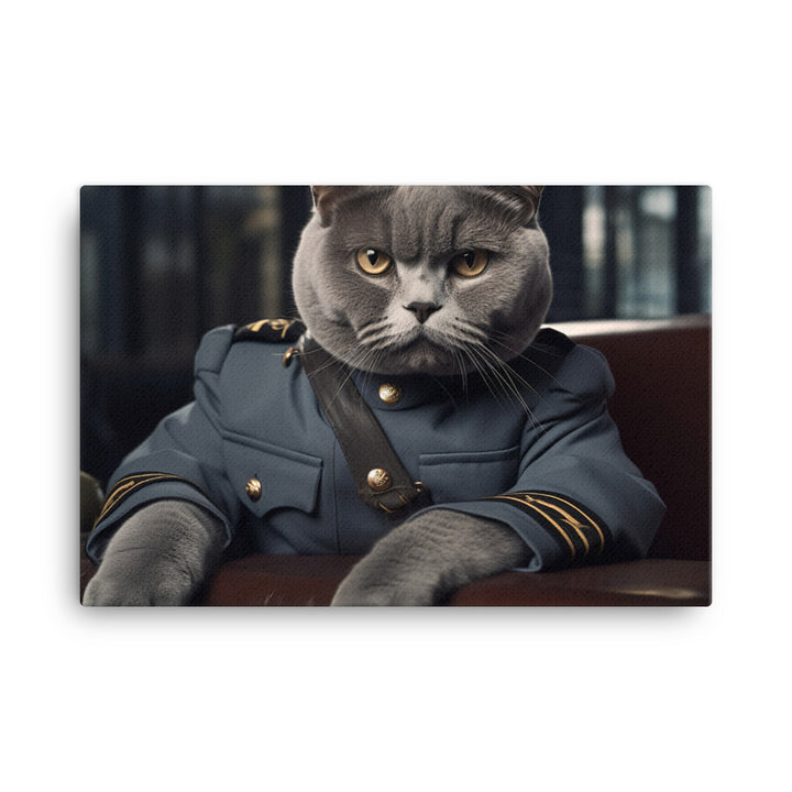 British Shorthair Prison Officer Canvas - PosterfyAI.com