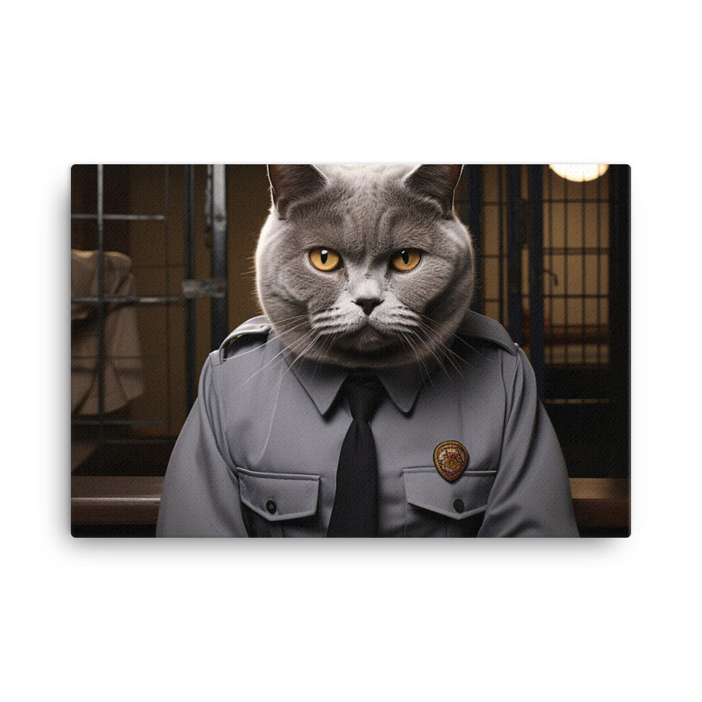 British Shorthair Prison Officer Canvas - PosterfyAI.com