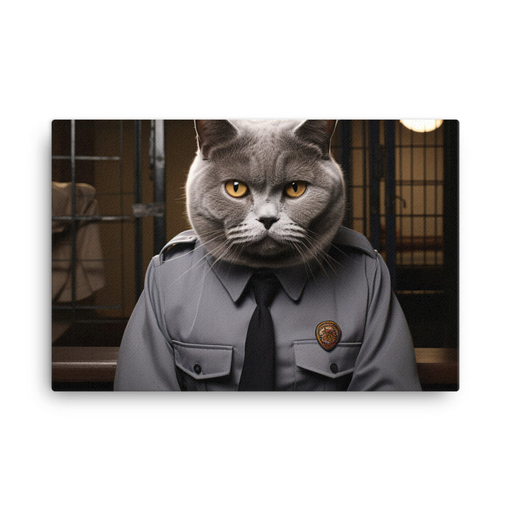 British Shorthair Prison Officer Canvas - PosterfyAI.com