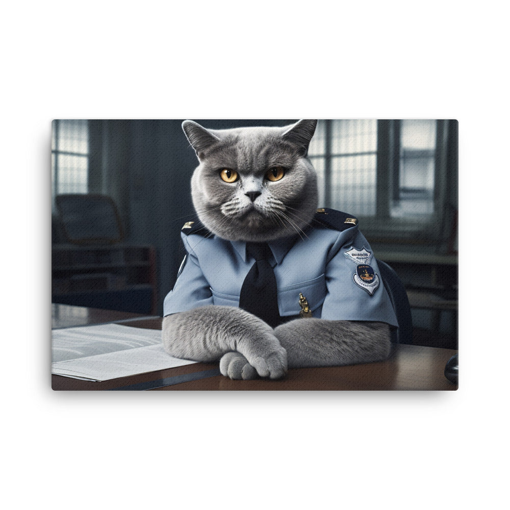 British Shorthair Prison Officer Canvas - PosterfyAI.com