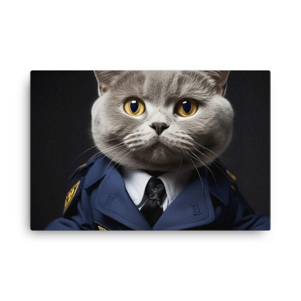 British Shorthair Pilot Canvas - PosterfyAI.com