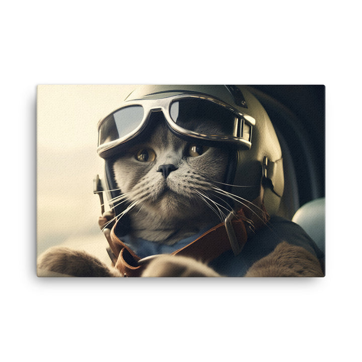 British Shorthair Pilot Canvas - PosterfyAI.com