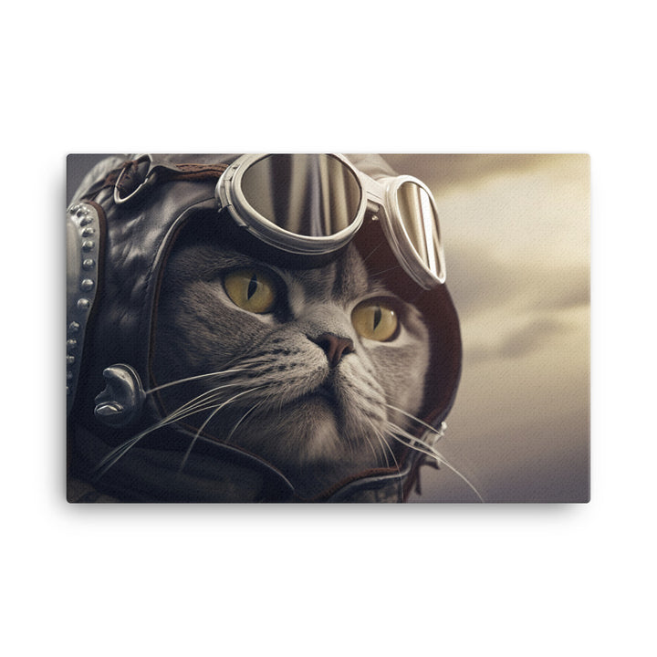 British Shorthair Pilot Canvas - PosterfyAI.com