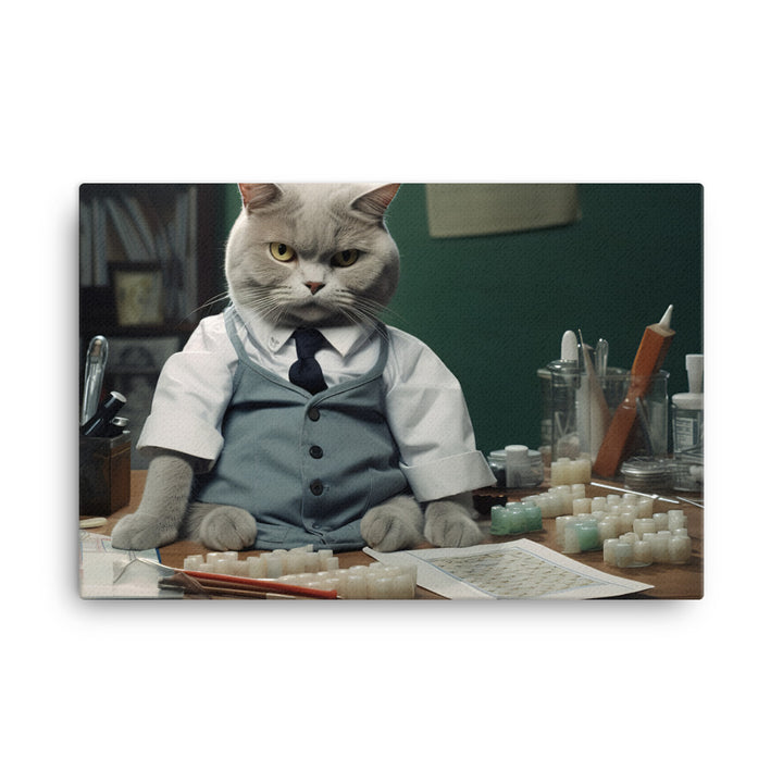 British Shorthair Pharmacist Canvas - PosterfyAI.com