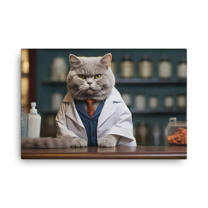 British Shorthair Pharmacist Canvas - PosterfyAI.com