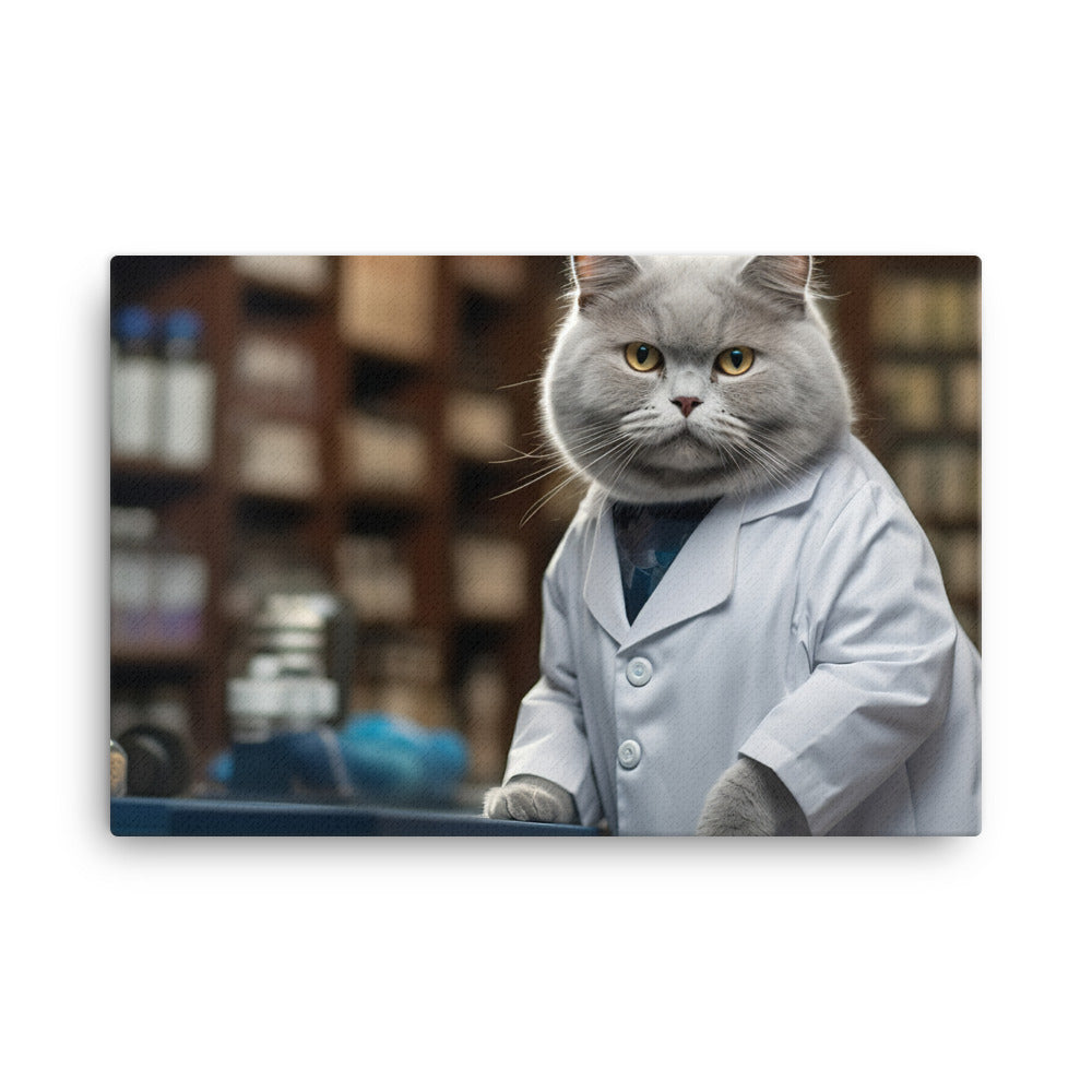 British Shorthair Pharmacist Canvas - PosterfyAI.com