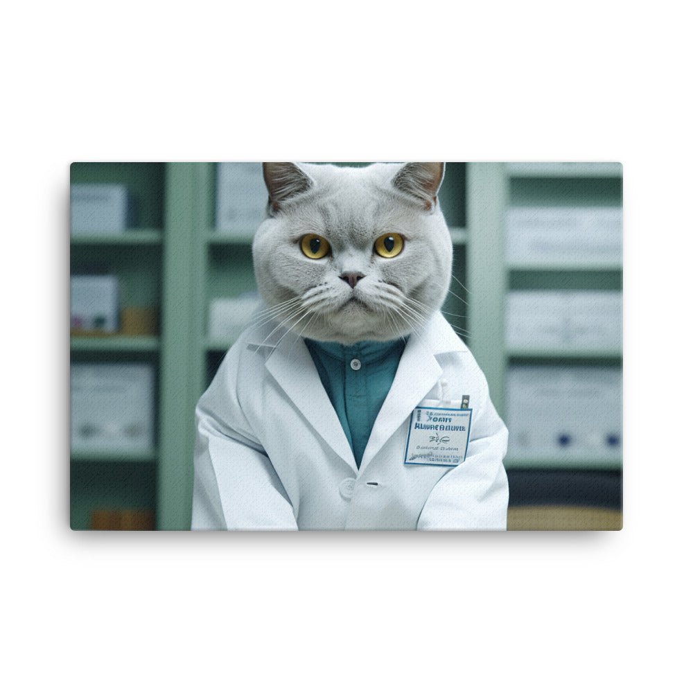 British Shorthair Pharmacist Canvas - PosterfyAI.com