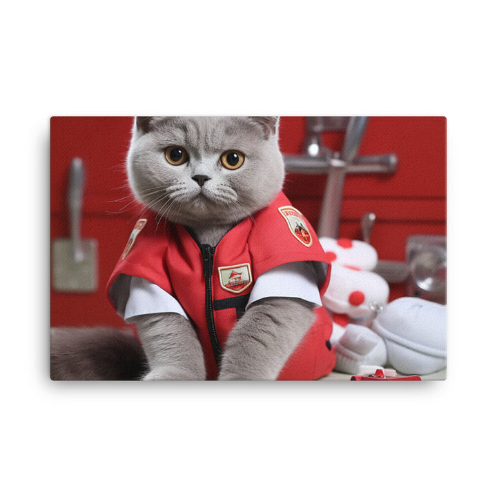 British Shorthair Paramedic Canvas - PosterfyAI.com