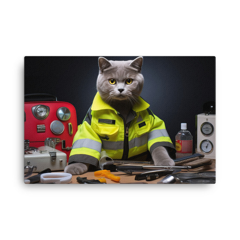 British Shorthair Paramedic Canvas - PosterfyAI.com