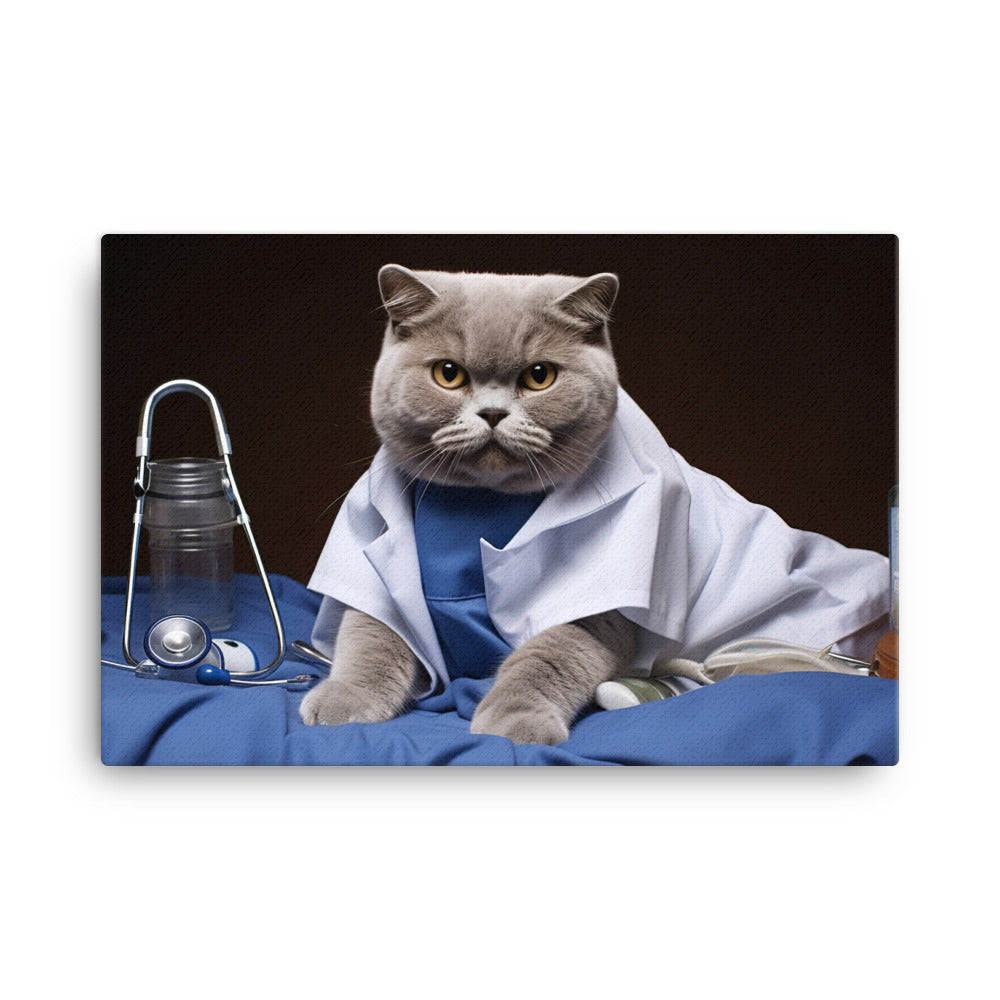 British Shorthair Nurse Canvas - PosterfyAI.com