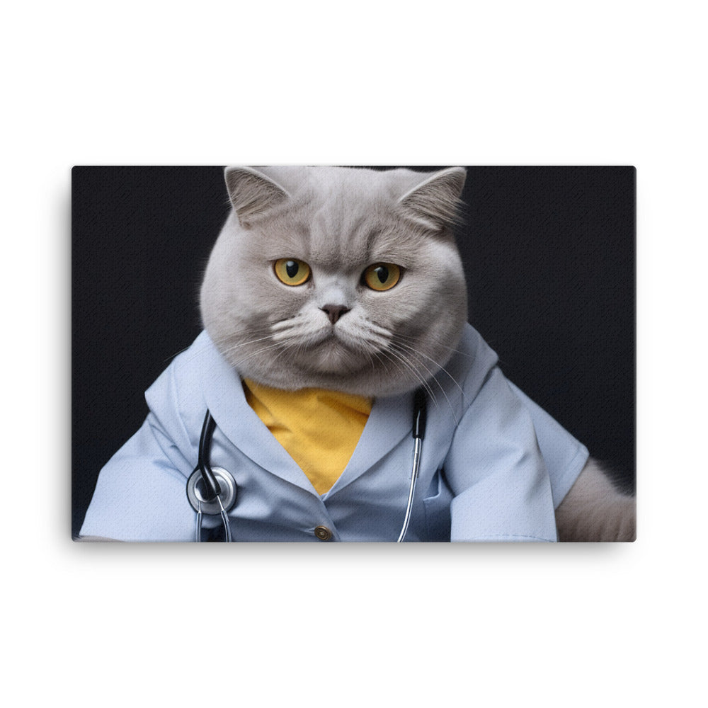 British Shorthair Nurse Canvas - PosterfyAI.com