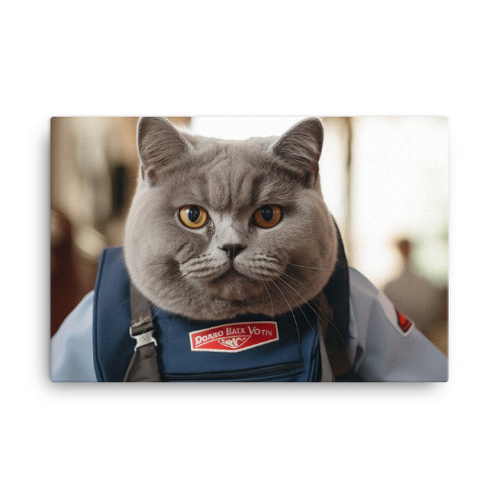 British Shorthair Mail Carrier Canvas - PosterfyAI.com