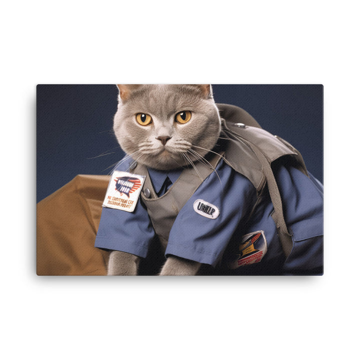 British Shorthair Mail Carrier Canvas - PosterfyAI.com