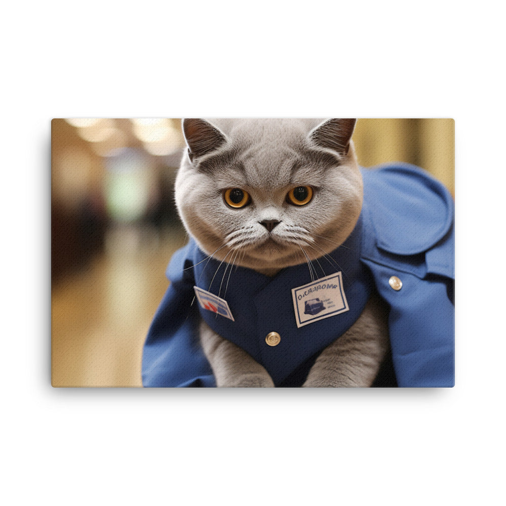 British Shorthair Mail Carrier Canvas - PosterfyAI.com