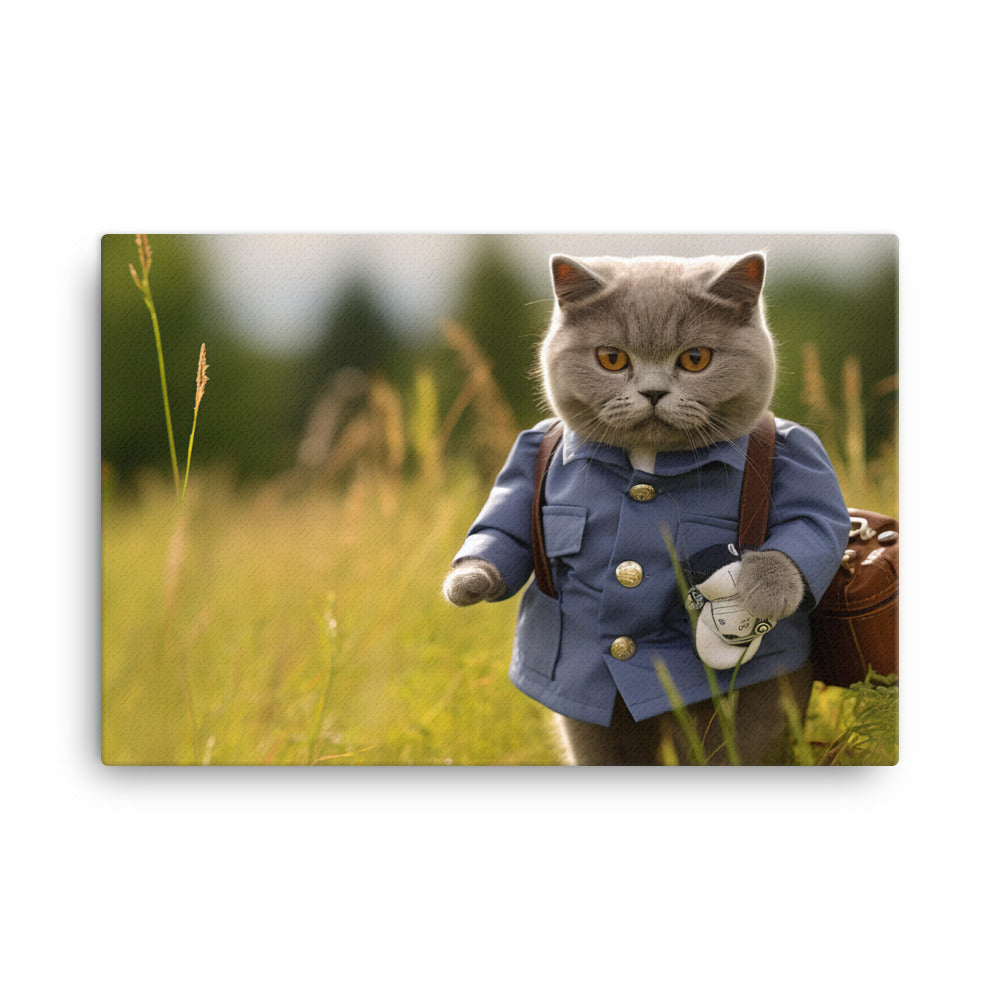 British Shorthair Mail Carrier Canvas - PosterfyAI.com